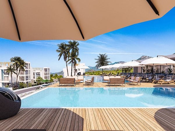 Студия 46 м² с балконом 6 м² в комплексе у моря - фото № 57