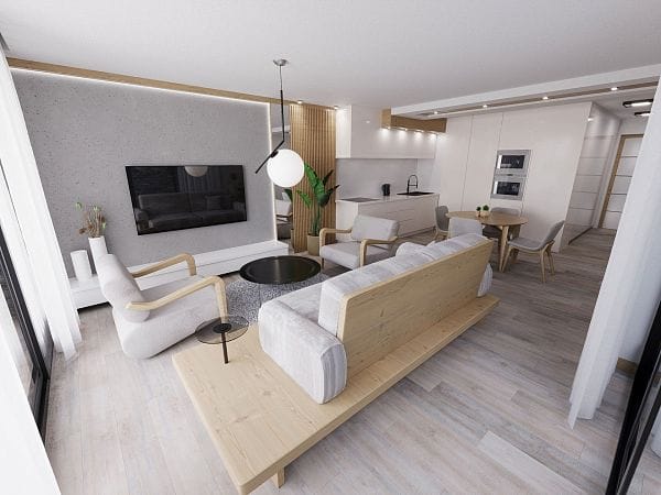 2-комнатные апартаменты 93 м² с двумя террасами и бассейном в 300 метрах от моря! - фото № 2